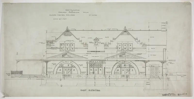 Oakland Avenue Railroad Station, Chicago, Illinois, East Elevation Wall Art by Adler & Sullivan, Architects - High-Resolution Digital Print