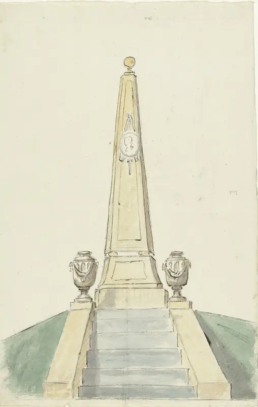 Obelisk met trap en twee urnen Wall Art by Dionys van Nijmegen - High-Resolution Digital Print