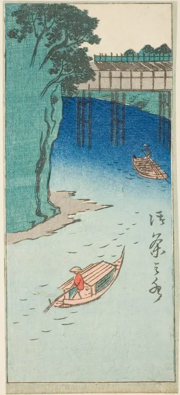 Ochanomizu, section of a sheet from the series "Cutout Pictures of Famous Places in Edo (Edo meisho harimaze zue)"