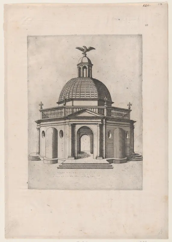 Octagonal Temple with a dome, surmounted by a domed turret, crowned with an eagle, from "Speculum Romanae Magnificentiae" Wall Art by Anonymous - High-Resolution Digital Print