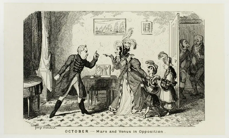 October - Mars and Venus in Opposition from George Cruikshank's Steel Etchings to The Comic Almanacks: 1835-1853 Wall Art by George Cruikshank - High-Resolution Digital Print