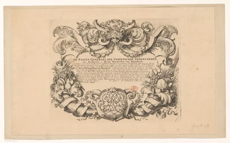 Octrooi verleend door de Staten-Generaal voor een kaart van het Hoogheemraadschap van Rijnland Wall Art by Romeyn de Hooghe - High-Resolution Digital Print