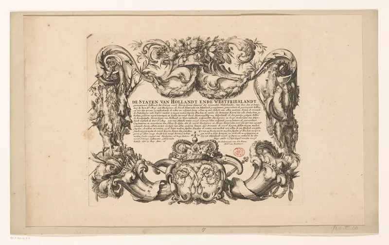 Octrooi verleend door de Staten van Holland en West-Friesland voor een kaart van het Hoogheemraadschap van Rijnland, 1687 Wall Art by Romeyn de Hooghe - High-Resolution Digital Print