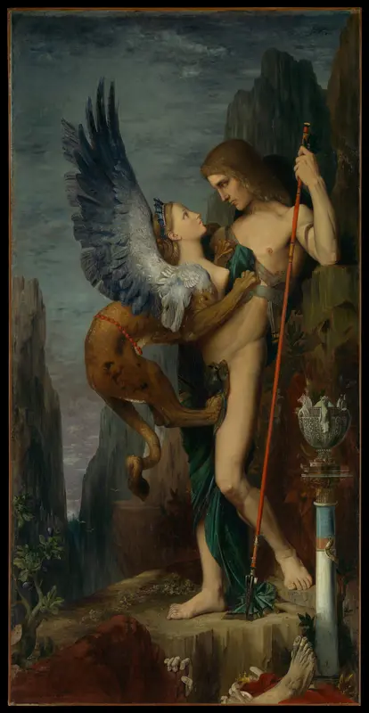 Oedipus and the Sphinx Wall Art by Gustave Moreau - High-Resolution Digital Print
