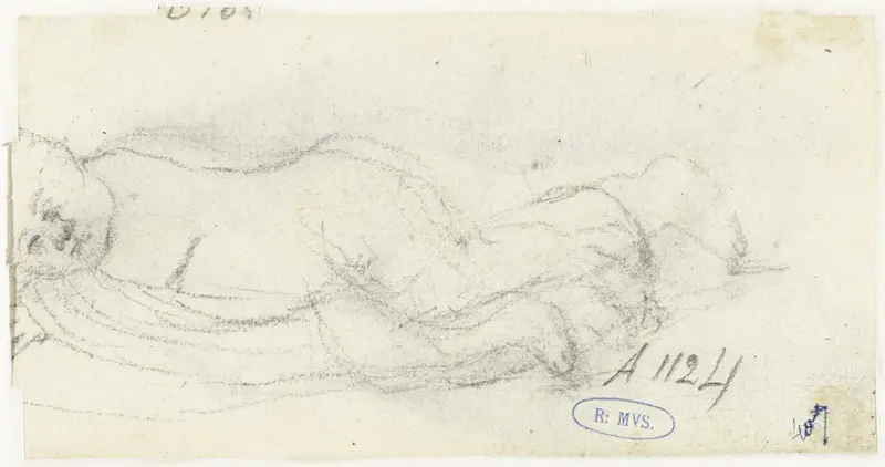 Oefenschets van slapend kind, liggend op een kussen Wall Art by Moses ter Borch - High-Resolution Digital Print