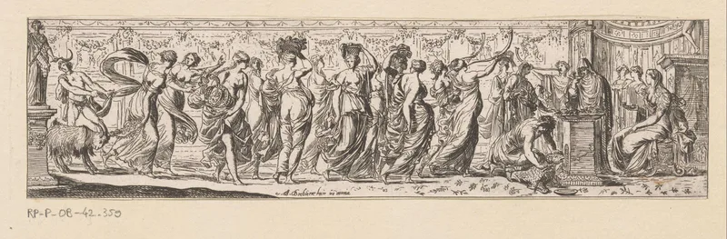 Offerfeest met rechts een bok die geofferd wordt Wall Art by Unknown artist - High-Resolution Digital Print