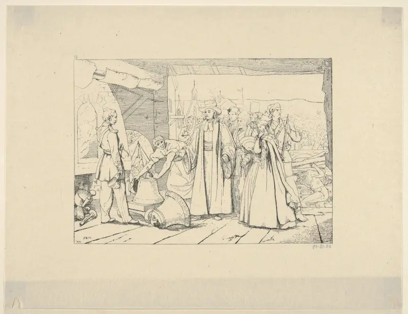 Offering of Bells to be Cast into Cannon (from Confederate War Etchings) Wall Art by Adalbert John Volck - High-Resolution Digital Print