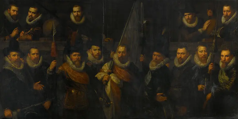 Officers and Other Civic Guardsmen of the IIIrd District of Amsterdam, under the Command of Captain Jacob Gerritsz Hoyngh and Lieutenant Nanningh Florisz Cloeck Wall Art by Unknown - High-Resolution Digital Print