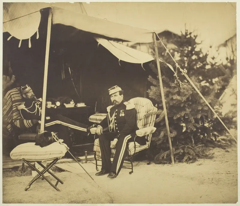 Officers Seated at a Tent, Camp de Châlons Wall Art by Gustave Le Gray - High-Resolution Digital Print