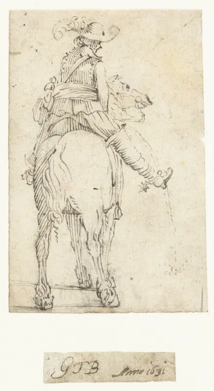 Officier te paard, urinerend, op de rug gezien Wall Art by Unknown - High-Resolution Digital Print
