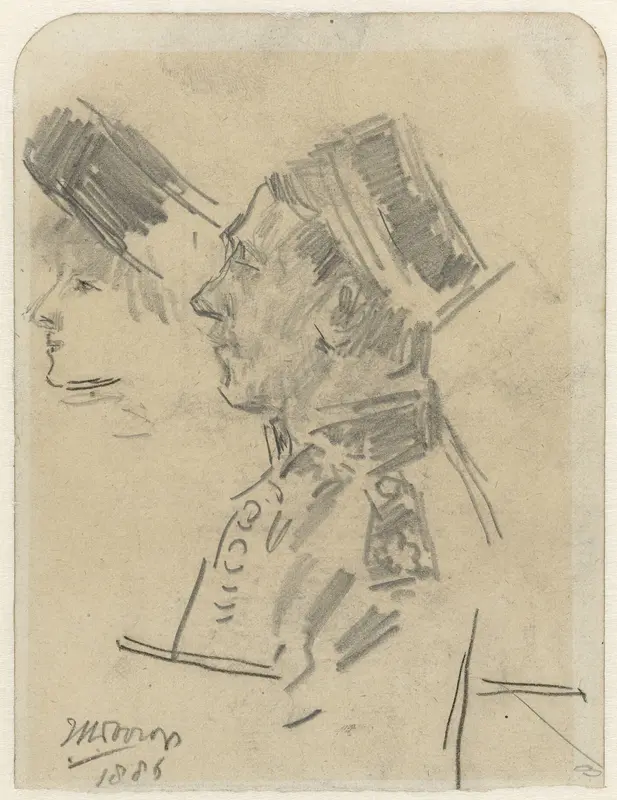 Officier van het Koninklijk Nederlandsch-Indisch Leger en het profiel van een vrouw met hoed Wall Art by Jan Toorop - High-Resolution Digital Print