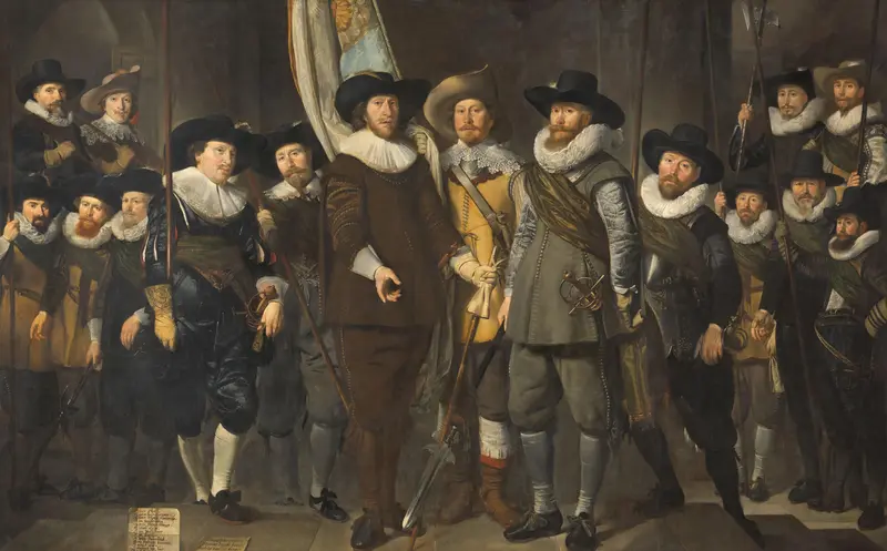 Officieren en andere schutters van wijk III in Amsterdam onder leiding van kapitein Allaert Cloeck en luitenant Lucas Jacobsz Rotgans Wall Art by Unknown - High-Resolution Digital Print
