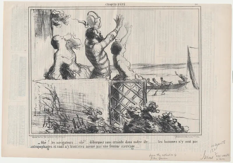 Ohé...les navigateurs...débarquez sans crainte..., from Croquis d'Été, published in Le Charivari, September 10, 1856 Wall Art by Honoré Daumier - High-Resolution Digital Print