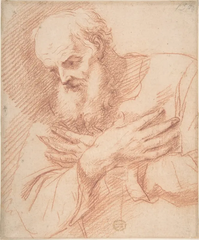 Old Bearded Man in Three-Quarter View with Hands Crossed Over His Chest Wall Art by Anonymous, Italian, Roman-Bolognese, 17th century - High-Resolution Digital Print