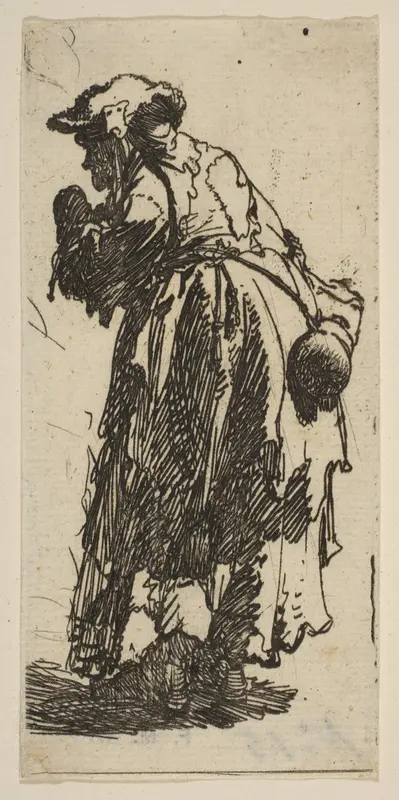 Old Beggar Woman with a Gourd Wall Art by Rembrandt (Rembrandt van Rijn) - High-Resolution Digital Print