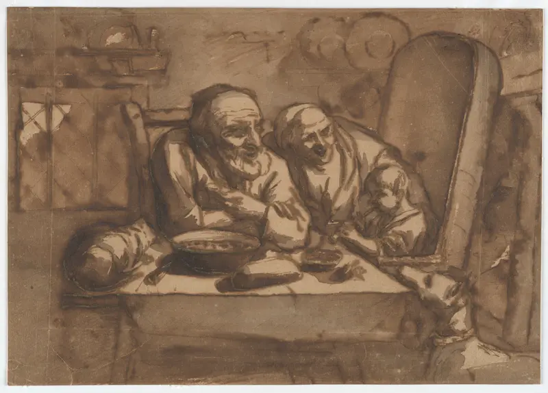 Old Couple with a Child Playing a Pipe Wall Art by Jacob Jordaens - High-Resolution Digital Print