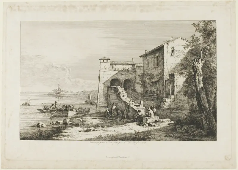 Old Customs House on the Tiber Wall Art by Jean Jacques de Boissieu - High-Resolution Digital Print