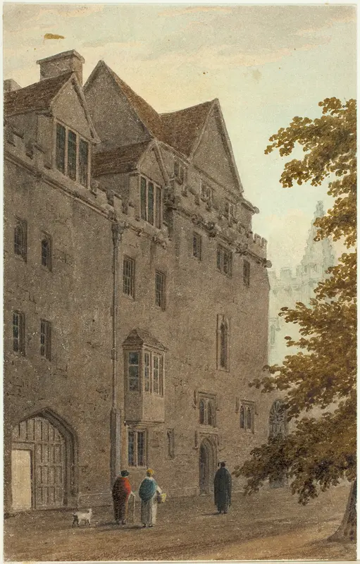 Old Magdalen Hall from the Gravel Walk Burnt Down A.D. Wall Art by Frederick MacKenzie - High-Resolution Digital Print