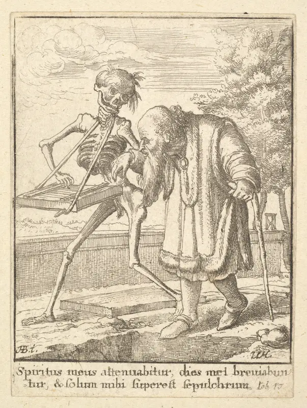 Old Man, from "Dance of Death" Wall Art by Wenceslaus Hollar - High-Resolution Digital Print