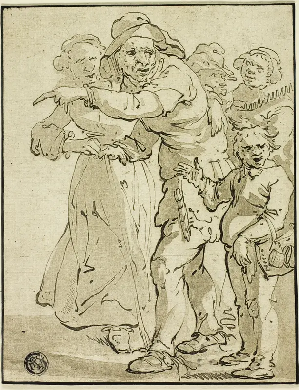Old Man Pointing Left, plate 8 from Dessins des meilleurs Peintres d'Italie, d'Allemagne et des Pay-Bas Tirés de divers célebres Cabinets Wall Art by Maria Katharina Prestel - High-Resolution Digital Print