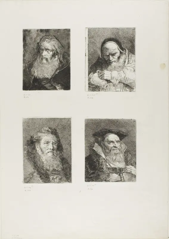 Old Man with a Bare Head, A Pope with a Jug, Old Man with a Bare Head, Old Man with a Beard Wall Art by Giovanni Domenico Tiepolo - High-Resolution Digital Print