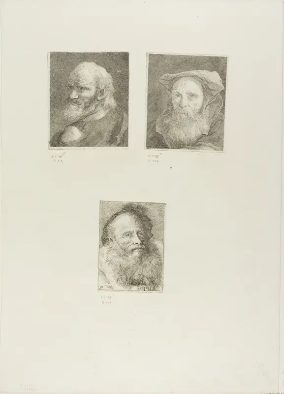 Old Man with a Beard, Bearded Old Man with a Hat, Old Man with Decorative Cap Wall Art by Giovanni Domenico Tiepolo - High-Resolution Digital Print