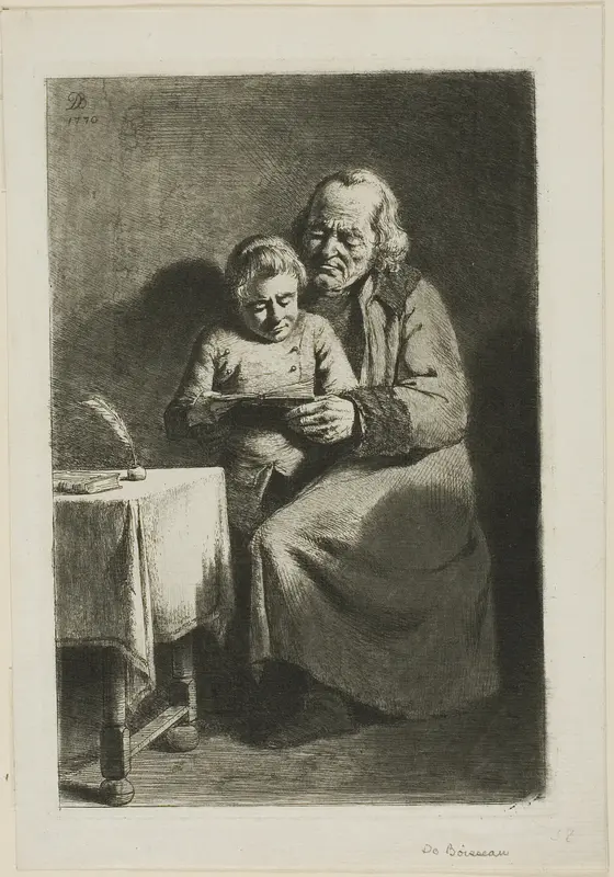 Old Man with a Boy Reading Wall Art by Jean Jacques de Boissieu - High-Resolution Digital Print