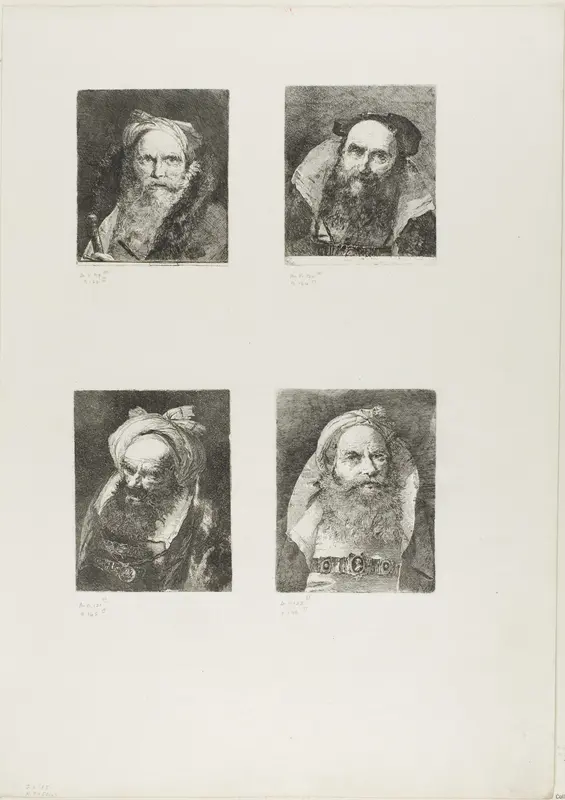Old Man with a Sword, Smiling Old Man, Old Man with a Turban, Old Man with a Small Turban Wall Art by Giovanni Domenico Tiepolo - High-Resolution Digital Print