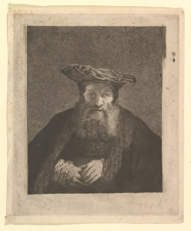 Old Man with Beard and Flat Cap, after Rembrandt Wall Art by Captain William E. Baillie - High-Resolution Digital Print