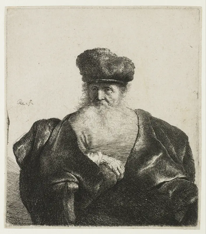 Old man with beard, fur cap, and velvet cloak Wall Art by Unknown - High-Resolution Digital Print
