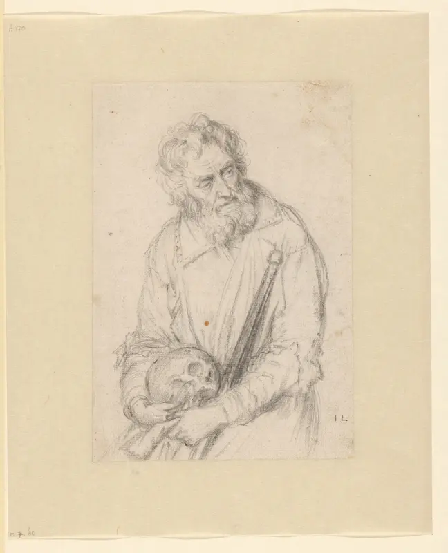 Old Man with Skull and Staff Wall Art by Jan Lievens - High-Resolution Digital Print