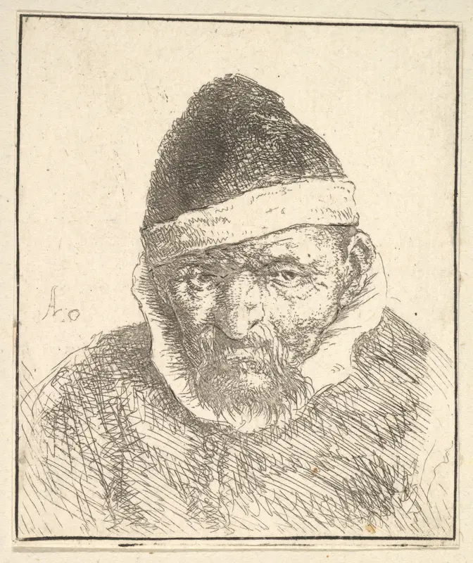 Old Man with White Collar and Pointed Hat Wall Art by Adriaen van Ostade - High-Resolution Digital Print
