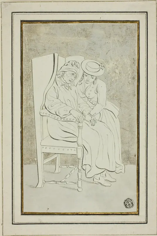Old Man with Young Woman Wall Art by Marquand Fidel Dominikus Wocher - High-Resolution Digital Print