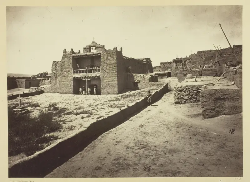 Old Mission Church, Zuni Pueblo, N.M. View from the Plaza Wall Art by Timothy O'Sullivan - High-Resolution Digital Print
