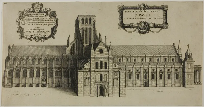 Old Saint Paul's Cathedral from the North Wall Art by Wenceslaus Hollar - High-Resolution Digital Print