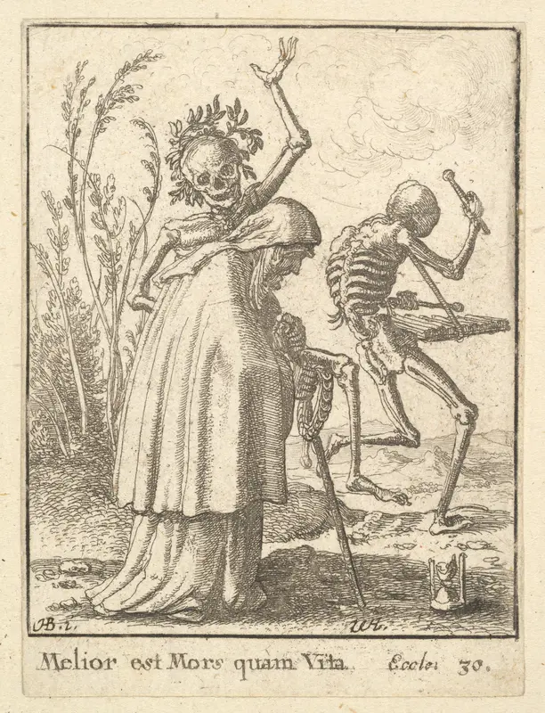 Old Woman, from "Dance of Death" Wall Art by Wenceslaus Hollar - High-Resolution Digital Print