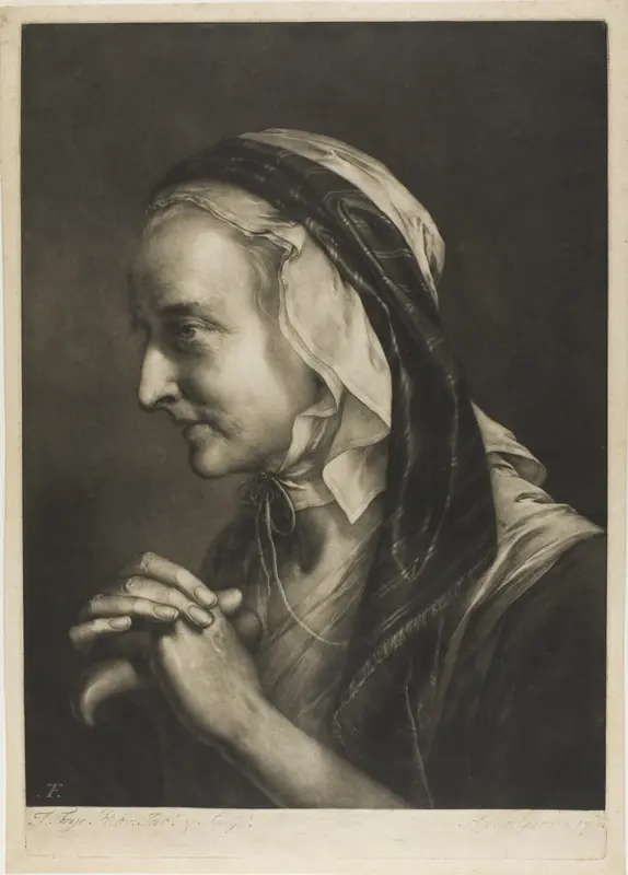 Old Woman Leaning on a Cane, from Life-Sized Heads Wall Art by Thomas Frye - High-Resolution Digital Print