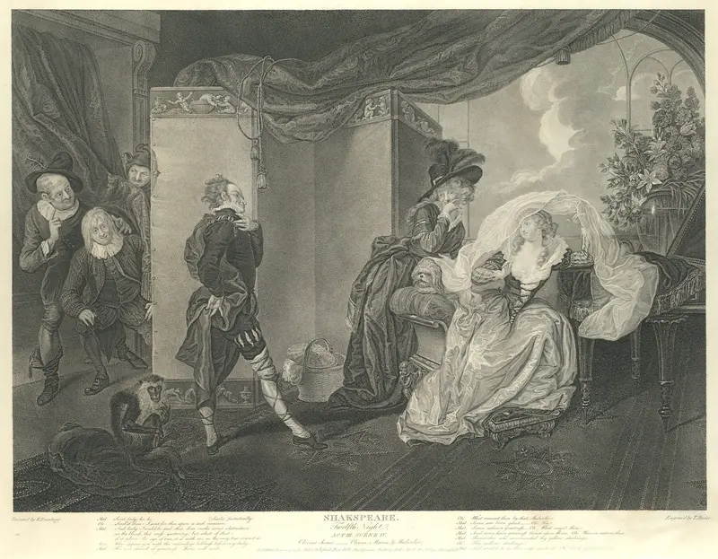 Olivia's House - Olivia, Maria and Malvolio (Shakespeare, Twelfth Night, Act 3, Scene 4) Wall Art by Thomas Ryder I - High-Resolution Digital Print