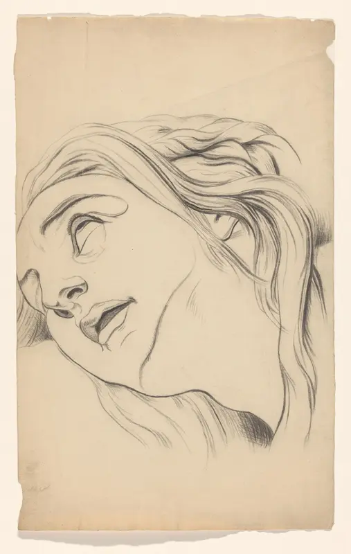 Omhoog kijkende vrouw Wall Art by anonymous - High-Resolution Digital Print