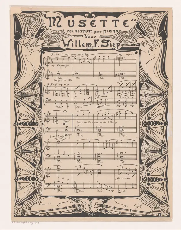 Omlijsting voor het muziekstuk 'Musette' van Willem F. Siep Wall Art by Unknown - High-Resolution Digital Print