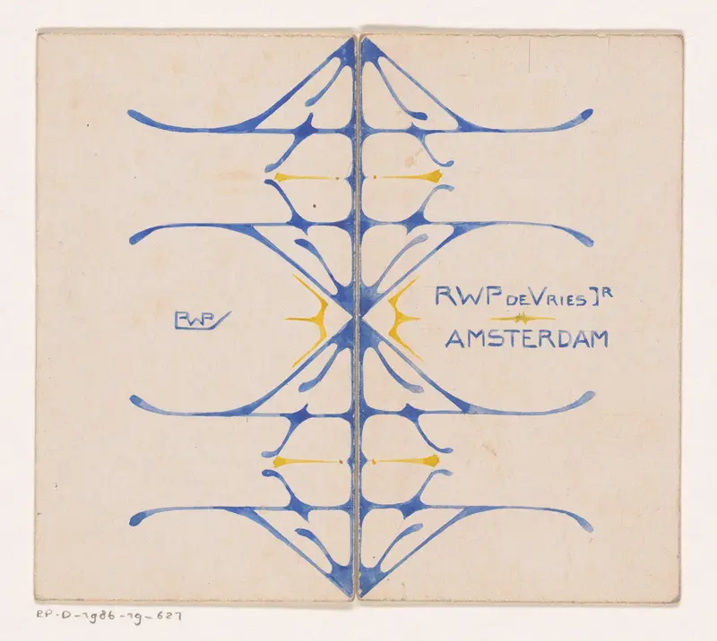 Omslagontwerp met monogram en naam van R.W.P de Vries Jr. Wall Art by Reinier Willem Petrus de Vries (1874-1953) - High-Resolution Digital Print