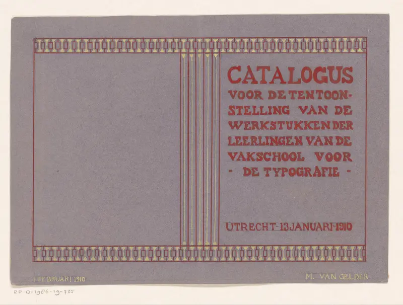 Omslagontwerp voor: Catalogus voor de tentoonstelling van de werkstukken der leerlingen van de Vakschool voor de Typografie Wall Art by Reinier Willem Petrus de Vries (1874-1953) - High-Resolution Digital Print