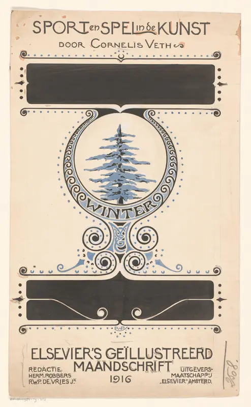 Omslagontwerp voor: Cornelis Veth, Sport en spel in de kunst (Winter), 1916 Wall Art by Unknown - High-Resolution Digital Print