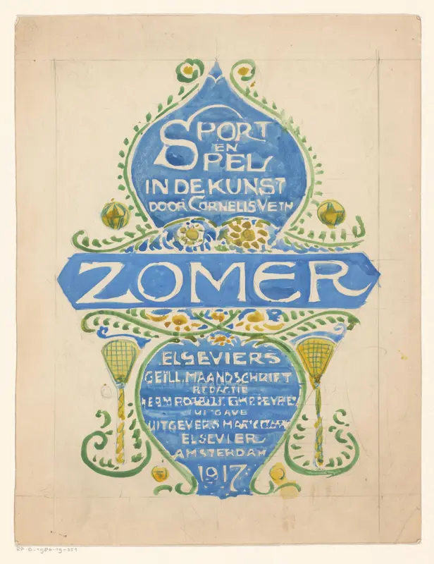 Omslagontwerp voor: Cornelis Veth, Sport en spel in de kunst (Zomer), 1917 Wall Art by Reinier Willem Petrus de Vries (1874-1953) - High-Resolution Digital Print