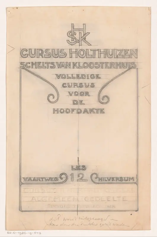 Omslagontwerp voor: Cursus Holthuizen. Volledige cursus voor de hoofd-akte, zonder jaar Wall Art by Reinier Willem Petrus de Vries (1874-1953) - High-Resolution Digital Print