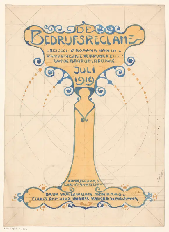 Omslagontwerp voor: De Bedrijfsreklame: Officieel orgaan van de Vereeniging ter bevordering der bedrijfsreklame, juli 1919 Wall Art by Reinier Willem Petrus de Vries (1874-1953) - High-Resolution Digital Print
