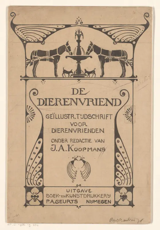 Omslagontwerp voor: De dierenvriend. Geïllustreerd tijdschrift voor dierenvrienden, 1907 Wall Art by Unknown - High-Resolution Digital Print