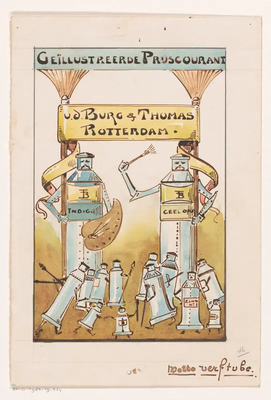 Omslagontwerp voor: Geïllustreerde prijscourant v.d. Burg & Thomas te Rotterdam Wall Art by Reinier Willem Petrus de Vries (1874-1953) - High-Resolution Digital Print