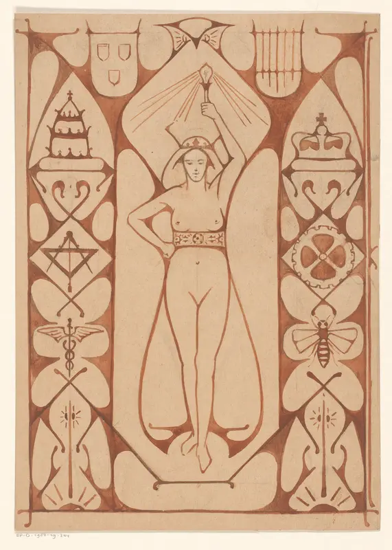 Omslagontwerp voor: H.C. Rogge e.a., De negentiende eeuw in woord en beeld, 1899 Wall Art by Reinier Willem Petrus de Vries (1874-1953) - High-Resolution Digital Print