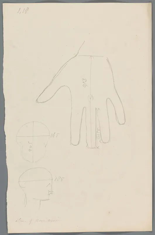 Omtrek van een hand en studie van een hoofd Wall Art by Unknown - High-Resolution Digital Print